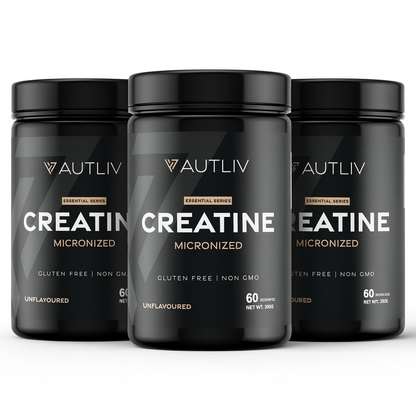 AUTLIV Creatine Monohydrate — Pure Micronized Creatine Powder for Strength, Energy & Muscle Performance | Clean Power for Body & Mind